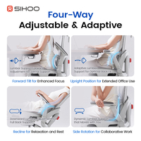 Chaise de bureau exécutive ergonomique moderne SIHOO B300-PRO avec accoudoirs 6D, surface en maille respirante grise, hauteur réglable