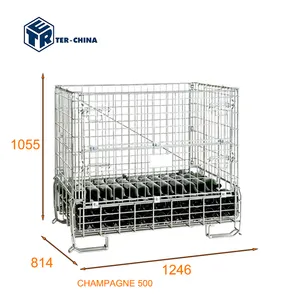Champagne Sparkling 500 Bottles Wire Mesh Collapsible Bin Container Cargo Storage Equipment For Wine Storage