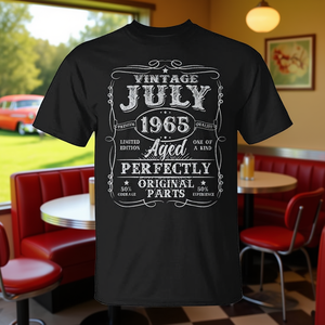 T-shirt vintage rétro du mois de juillet 1965 pour le 60e anniversaire, parfaitement vieilli, pour femme, avec détails originaux - Product Image 3