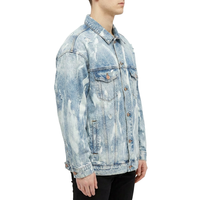 Veste en jean pour homme XUCHANG, logo personnalisé, streetwear de haute qualité, effet éclaboussures de peinture, déchirée, lavage à l'acide, 100% coton, design de créateur