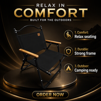 Chaise de camping pliable ENJOIN en aluminium avec accoudoirs en bois de hêtre, tissu Oxford 600D, légère et portable, pour la randonnée en plein air, la plage, capacité 120 kg