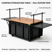 Table de camping Zentopia avec boîte de rangement et support de réchaud, 40x28 pouces, table pliante en bois robuste 38,7L, mobilier d'extérieur pour barbecue et pique-nique
