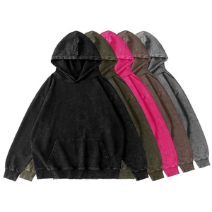 เสื้อสเวตเชิ้ตผ้าฝ้ายหนาน้ำหนัก 350 กรัม ล้างสีแบบแอซิดวอช ทรงโอเวอร์ไซส์ สไตล์วินเทจ ลายนูนพิมพ์ลาย สำหรับผู้ชาย ขายส่ง - Product Image 1
