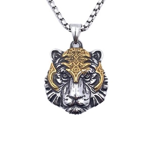 Collar con Colgante de Cabeza de Tigre de la India, Estilo Punk Rock, en Acero Inoxidable, Joyería de Moda Animal - Product Image 2