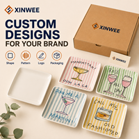 Assiettes à collation miniatures en céramique personnalisées à rayures colorées, résistantes au lave-vaisselle, OEM ODM, ensembles cadeaux, vente en gros en vrac, Amérique du Nord