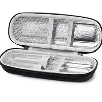 RENMED Sac de voyage rigide en métal avec double fermeture éclair, pochette de rangement isotherme portable pour stylo cosmétique