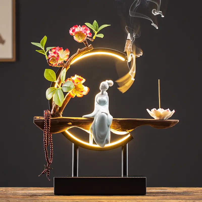 zhongshan New Chinese-Style Backflow Incense Burner Aromatherapy Home Living Room Porch Office Home Decoration Table Lamp