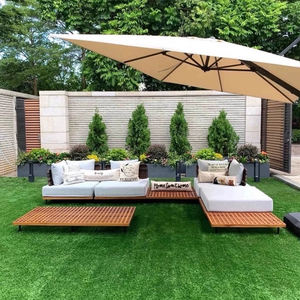 Conjunto de Muebles de Jardín Modernos para Patio, Sofá Combinado en Forma de L de Madera de Teca para Exteriores - Product Image 6