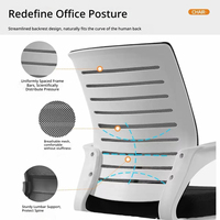 Chaise de réunion ergonomique pivotante en maille moderne et décontractée pour employés, réglable en hauteur pour bureau