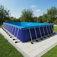 Réservoir d'eau rectangulaire avec cadre métallique durable 220cmx 150cmx60cm en PVC pour enfants