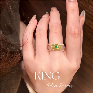 Bague en argent sterling S925 plaqué or avec calcédoine blanche, motif floral, bague fine pour femme, bijoux King Silver - Product Image 5
