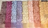 Tissu en dentelle de pêche 3D à fleurs, prix de gros, tissu en dentelle perlée de luxe, tissu en dentelle brodée en tulle pour robe de mariée des Philippines