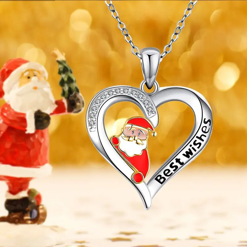 Regalo di natale moda donna babbo natale Elk Love Charm collana