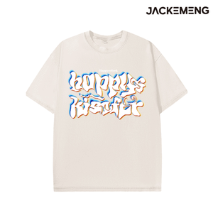 Camiseta Oversize con Fuente Blanca de Doble Línea y Efecto de Borde de Color Arcoíris RGB, con Pequeño Logotipo de Marca en la Parte Superior, Stock en EE. UU., Venta al por Mayor - Product Image 6