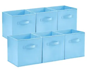 Hot Foldable Fabric Storage Box Cube Bins Cloth Organizer Storage Baskets Folding Closet Drawer Features Dual Handles