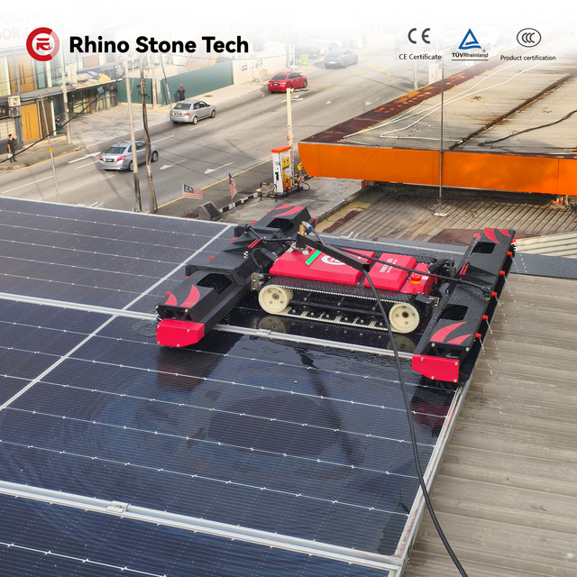 Manufacturer Supplied Dual Brush Head Water Washing Solar Panel Cleaning Robot with Automated Photovoltaic Panel Cleaner Machine