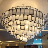 Luminaires suspendus en fer doré LED personnalisés et lustres en verre pour villa, installation facile, grande taille, garantie de 2 ans