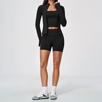 Nouvel ensemble de yoga sans couture pour femme : débardeur dos nageur, short ajusté, 3 pièces, pour course en extérieur, fitness et entraînement, tenue de sport