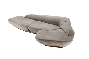 Canapé convertible moderne de haute qualité, style crème, à dossier bas, avec structure en bois massif incurvée irrégulièrement, idéal pour villa, appartement ou salon. - Product Image 4