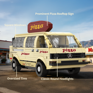 Bloques de Construcción, Ladrillos Finos, Juguetes Transfronterizos, Comercio Exterior 10015, Niño Surfista, Camión de Pizza Bajo el Sol de California - Product Image 1