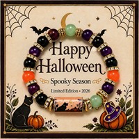 Nouveau Bracelet d'Halloween Fantôme Chat Noir Citrouille Perles de Cristal Bijou Élastique Cadeau Festif Vente en Gros