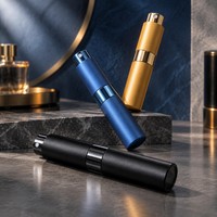 Botol Semprot Parfum Isi Ulang 10ml, Atomizer Perjalanan Portabel, Wadah Aluminium, Botol Kaca Putar, Multi Warna