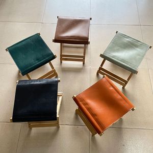 Father's Day gift: Leather fishing <b>stool</b>, candy-colored baby <b>stool</b>, portable outdoor <b>folding</b> <b>stool</b>. - Product Image 1