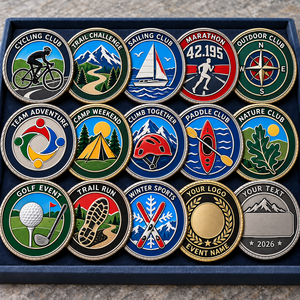 Monedas Conmemorativas Personalizadas para Deportes y Actividades al Aire Libre, para Clubes de Ciclismo, Eventos de Maratón, Campamentos y Reconocimiento de Equipos, OEM ODM - Product Image 1