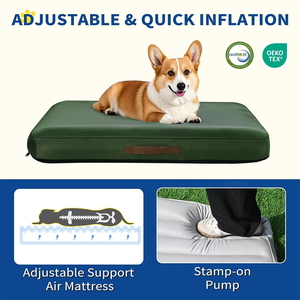 Tempat Tidur Hewan Peliharaan Tahan Air untuk Luar Ruangan, Alas Anjing Tiup Warna Hijau, Penutup Dapat Dilepas, Alas Anti-Selip untuk Anjing Kucing, Busa Padat, Kotak Fashion - Product Image 5