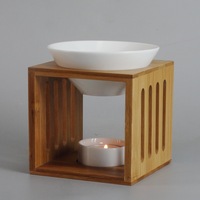 Quemador de aceite esencial de madera de estilo chino con portavelas de bambú, quemador de fusión de cera perfumada, Material de semilla para aromaterapia