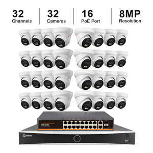 สหรัฐฯมีสินค้าในสต็อกระบบกล้อง IP 8MP 4K แบบ POE เกรดกันน้ำ IP67พร้อมกล้องทรงกระบอก32ตัว NVR 32ช่องสัญญาณ12MP และสวิตช์ POE 16ช่องสัญญาณพร้อมฟังก์ชันตรวจจับการเคลื่อนไหว - Product Image 1