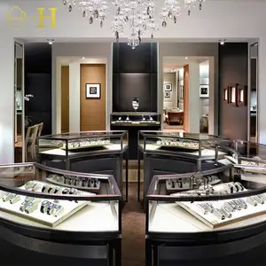 Modern Showcase Custom High End Luxury Jewelry Showcase Interior Design Round Glass Display Cabinet