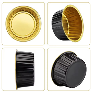 5 Oz 125ml Black Gold Food Grade Mini Round <strong>Cupcake</strong> <strong>Tins</strong> Disposable Aluminum Foil Baking Cups With Clear Lids - Product Image 2