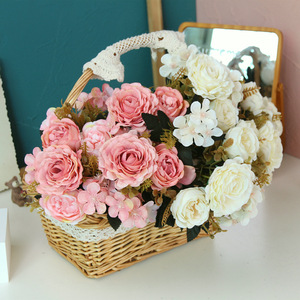 European Style Autumn Hydrangea Rose Bouquet Artificial Silk Flower Arrangement Decorative Craft <b>Ornament</b> - Product Image 1