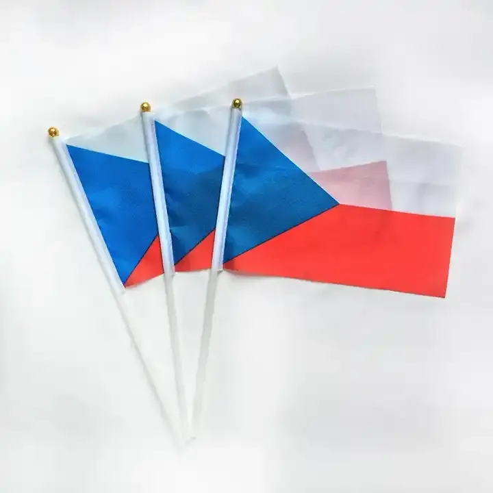 שמש באיכות גבוהה תומך פוליאסטר מנופף הרפובליקה הצ 'כית יד החזיק דגל מוצרי מכירה חמה