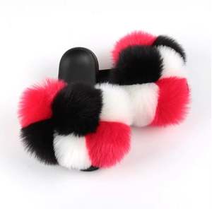 <span class=keywords><strong>Fausse</strong></span> <span class=keywords><strong>fourrure</strong></span> de couleur mélangée pour femmes pour pantoufles avec augmentation de la hauteur et fond mou vente en gros <span class=keywords><strong>fausse</strong></span> <span class=keywords><strong>fourrure</strong></span> Pom Pom Slide Sippers - Product Image 4