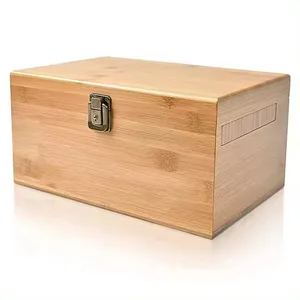 Caja organizadora de almacenamiento de madera con caja de alijo de bambú a prueba de bloqueo con bandeja rodante, Kit de accesorios para fumar, contenedor organizador