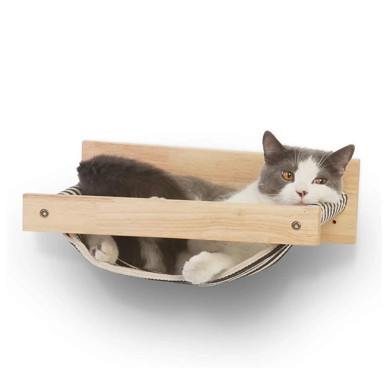 Moderne Betten und Sitz stangen Cat Hammock Wand montage Holz Large Cats Shelf