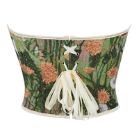 Daisy Overbust Corset Slim Fit Huile Imprimé Fleur Bustier Top Vintage Vert Burlesque Corselet