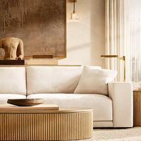 Canapé modulaire 3 pièces en bois avec coussins ultra-épais en mousse haute densité, assemblage par emboîtement, pour appartement moderne, salon domestique
