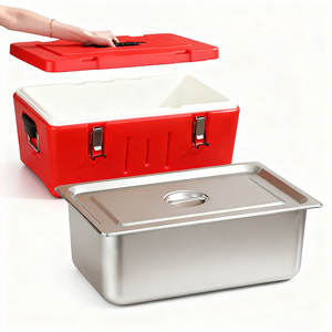 Kırmızı paslanmaz çelik gıda kavanozu katmanlı yemek kutusu bireysel bölmeler gıda termos kolu ile gıda ısıtıcısı Set - Product Image 5