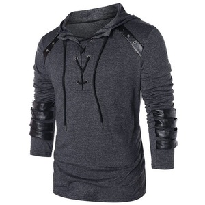 T-shirt médiéval pour homme adulte, sweat-shirt gothique steampunk, chemise à lacets à manches longues, pull à capuche, chemise d'Halloween, hauts, chemise - Product Image 5