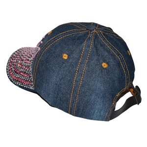 Gorra de Béisbol Deportiva de 5 Paneles para Mujer con Logotipo Personalizado, Adorno de Diamantes de Imitación, Tela Vaquera Ligera, 100% Algodón, Verano - Product Image 6