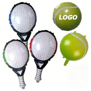 Ballons ronds en aluminium vert en forme de raquette de tennis, ballons sportifs promotionnels imprimables avec logo et texte, décoration suspendue pour événements - Product Image 1
