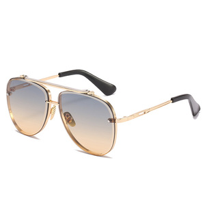 Nouveau européen américain métal Double faisceau crapaud cadre dégradé <span class=keywords><strong>lunettes</strong></span> <span class=keywords><strong>de</strong></span> <span class=keywords><strong>soleil</strong></span> UV400 à la mode hommes femmes pour <span class=keywords><strong>Amazon</strong></span> haut sens - Product Image 1