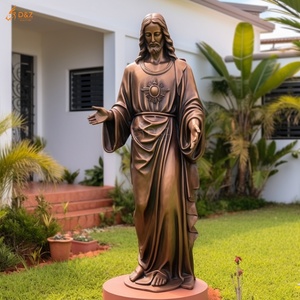 Cuore sacro di decorazione cristiana 3d cuore sacro statua di Kreuz Antike Kreuz bronzo Christus nel mondo statua di gesus - Product Image 5
