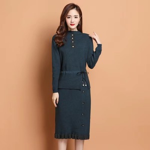 Huachao Hot Causal Lady Soild Sweater <strong>Dress</strong> Over Knee Round Neck Slim Fit Knit Women Sweater of <strong>Dress</strong> - Product Image 2
