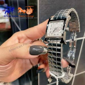 Reloj Rectangular de Negocios Marca H, Nuevo Modelo 2024 para Hombre, Doble Esfera con Zona Horaria, Correa de Cuero Reversible Mecánica, Cuarzo - Product Image 3