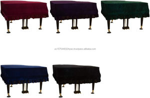 Housse de protection pour piano de concert en velours doux, décorée de motifs triangulaires, anti-poussière, lavable - Product Image 2