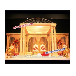 Mandap de Boda Real con Corona, Mandap de Madera Tallada para Bodas, Mandap Tradicional Gujarati de Seis Pilares Dobles, Mandap para Bodas en Australia - Product Image 1